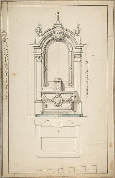 Design for an Altar, with Elevation and Ground Plan