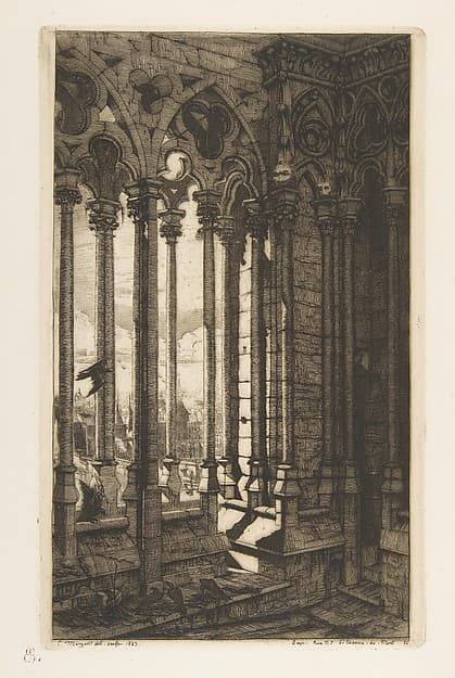 The Gallery, Nôtre-Dame Cathedral, Paris, from "Etchings of Paris"