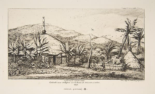New Caledonia: Large native hut on the road from Balade to Puebo, 1845