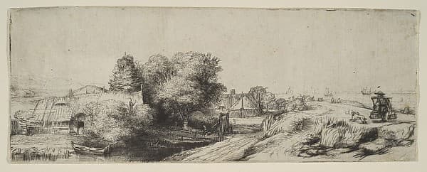 View of the Diemerdijk with a Milkman and Cottages ('Het Melkboertje')