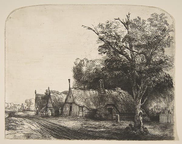 Landscape with Three Gabled Cottages Beside a Road