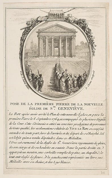 Pose de la premiere pierre de la nouvelle eglise Sainte-Genevieve