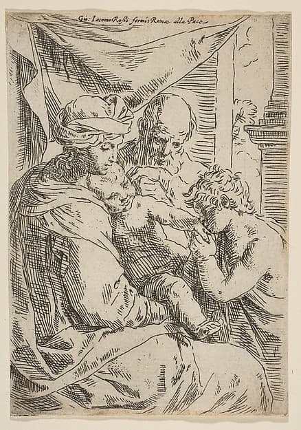 Holy Family with Saint John the Baptist kissing the infant Christ's hand
