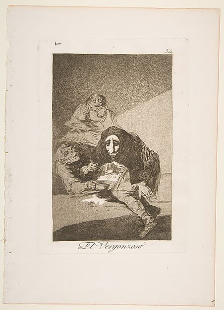 Plate 54 from "Los Caprichos": The shamefaced one (El Vergonzoso)