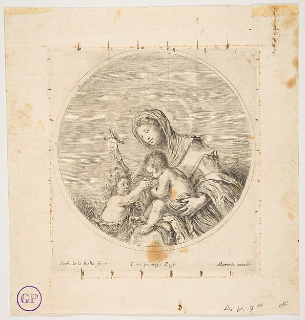 The Virgin and Child with Saint John, a round composition