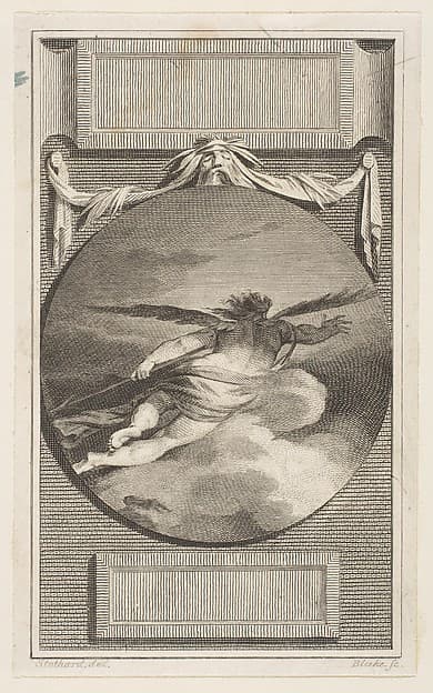 Winged Figure Flying Through Clouds, from Bell's "Poets"