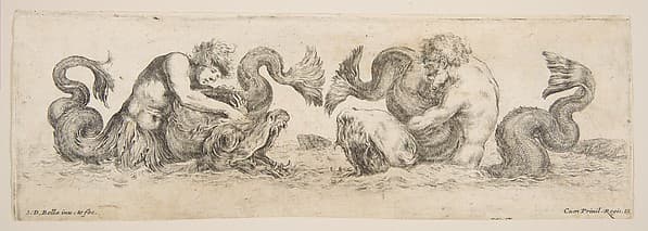 Frieze with Tritons and Dolphins, plate 13 from "Decorative friezes and foliage" (Ornamenti di fregi e fogliami)