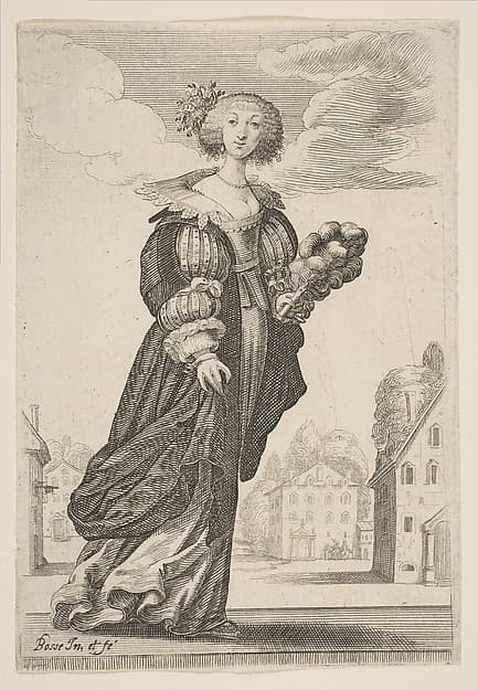 Woman Holding a Fan, from "The Garden of the French Nobles In Which One Can Pick Up Their Way of Dressing"