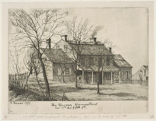 The Harsen Homestead, Corner of 10th Avenue and 70th Street, from "Scenes of Old New York"