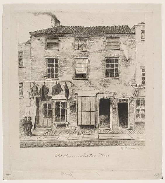 Old House in Rector Street, from "Scenes of Old New York"