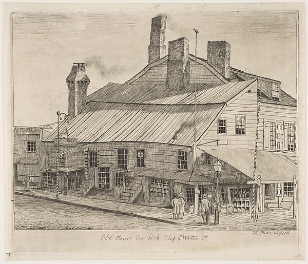 Old House, Corner of Peck Slip and Water Street, from "Scenes of Old New York"