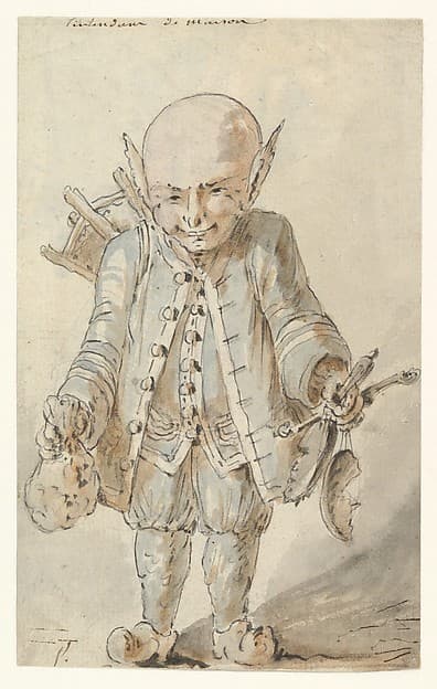 Caricature of a Junkman [recto], Caricature of a School Master [verso]