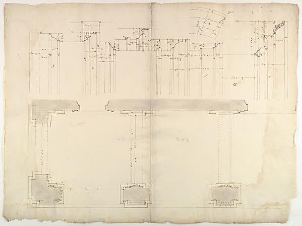 S. Maria in Domnica, portico, plan; details, profile (recto) blank (verso)