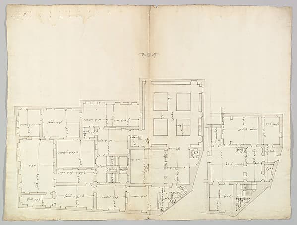 Unidentified palace, plan (recto) blank (verso)
