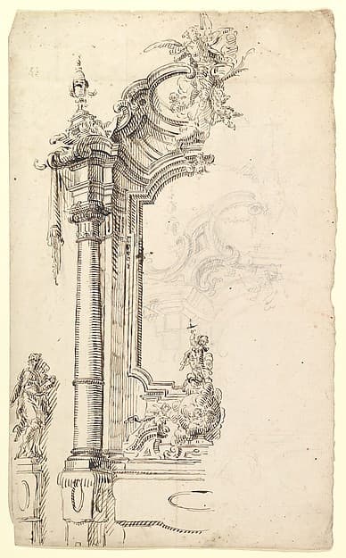 Study for an Altar with a Figure on a Raised Socle at Left; verso: Study for an Altar with a Figure of an Angel or Saint