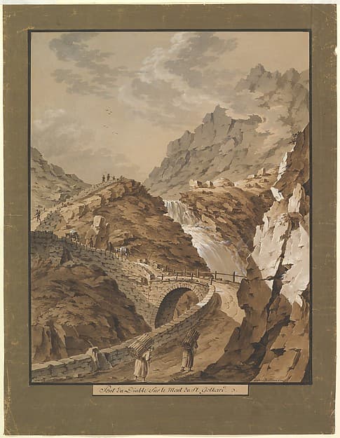 Devil's Bridge toward the Gothard Mountain in Switzerland