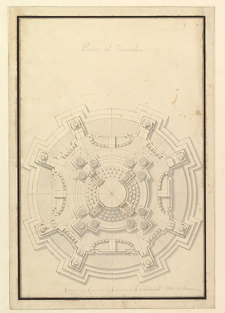 Ground Plan of a Catafalque for Francis Lewis of Newburg, Archshop of Mainz (died Breslau 1732)