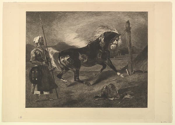 Cheval arabe au piquet, d'après Delacroix