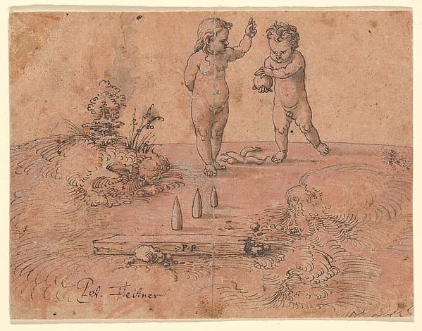 Two Children Playing with a Ball