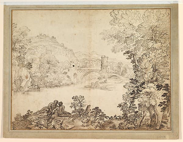Landscape with a Bridge and Two Figures