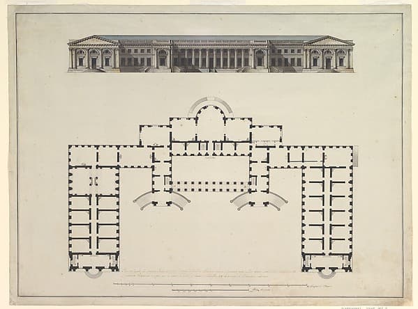 North Elevation and Ground Plan of the Alexander Palace at Tsarskoe Selo