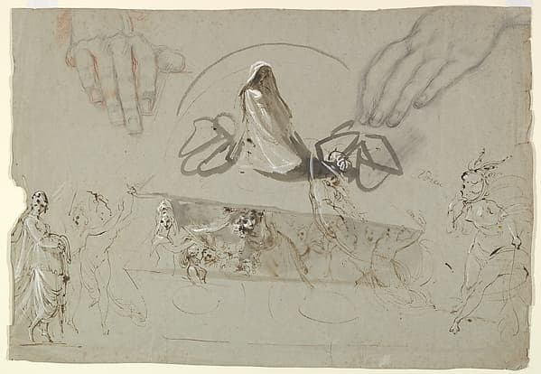 Studies of Fairies with a Pair of Hands (possibly representing the Opening of Pandora's Box)