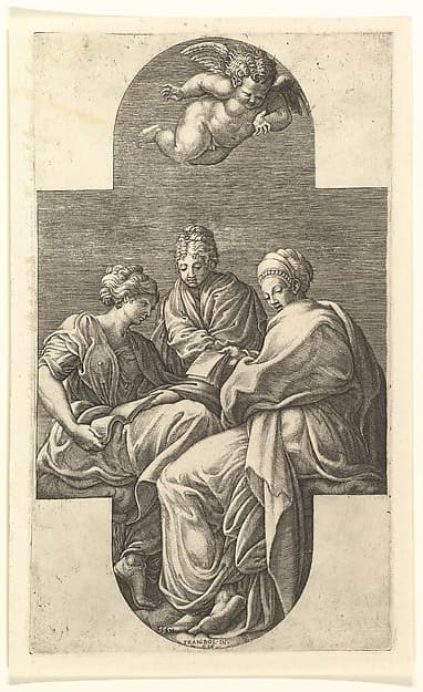 Three Muses and a Gesturing Putto