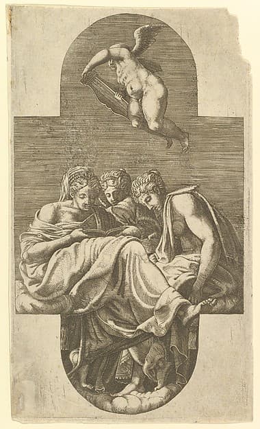 Three Muses and a Putto with a Lyre