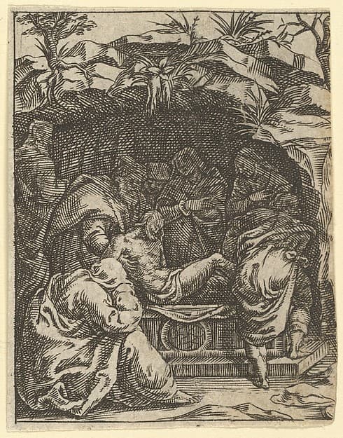 The Virgin of Sorrows: The Entombment; one of nine surrounding compartments from the Virgin of Sorrows, now separated