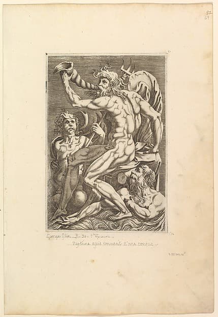 Neptune Seated Blowing a Conch Shell