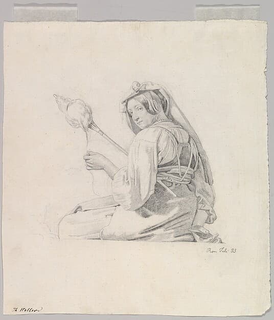 A Seated Woman in Roman Dress, Spinning
