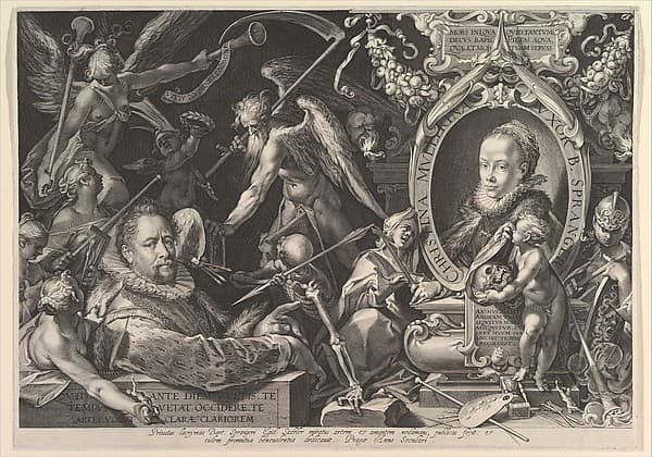 Portrait of Bartholomeus Spranger with an Allegory on the Death of his Wife, Christina Muller