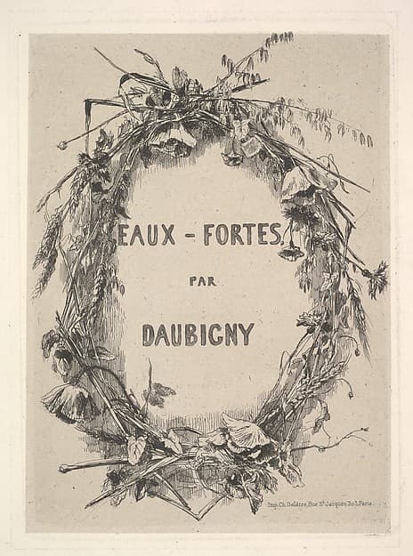 Wreath of Wildflowers, title for "Eaux-Fortes par Daubigny"