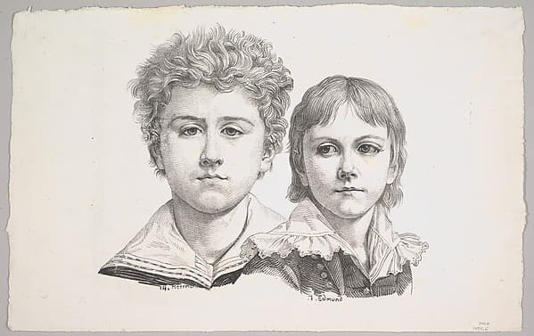 Portrait of the Rabe Children: Hermann, age 14 and Edmond, age 7; verso: proof before corrections of small faults in the images