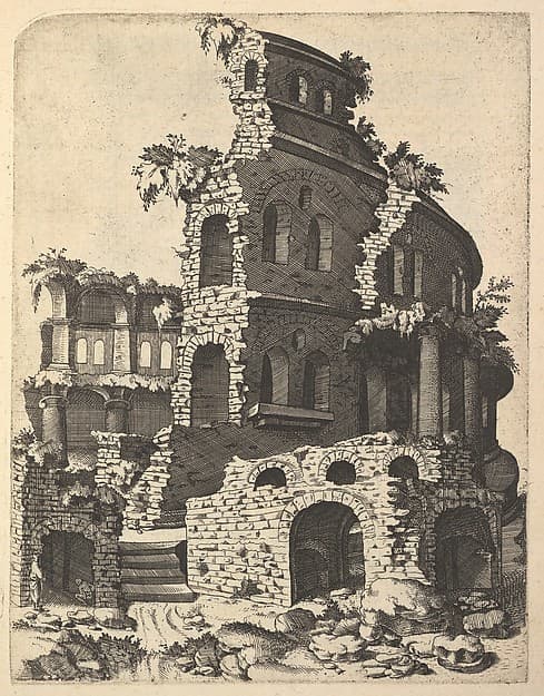 Ruins of a Basilica (?) from the series 'Ruinarum variarum fabricarum delineationes pictoribus caeterisque id genus artificibus multum utiles'