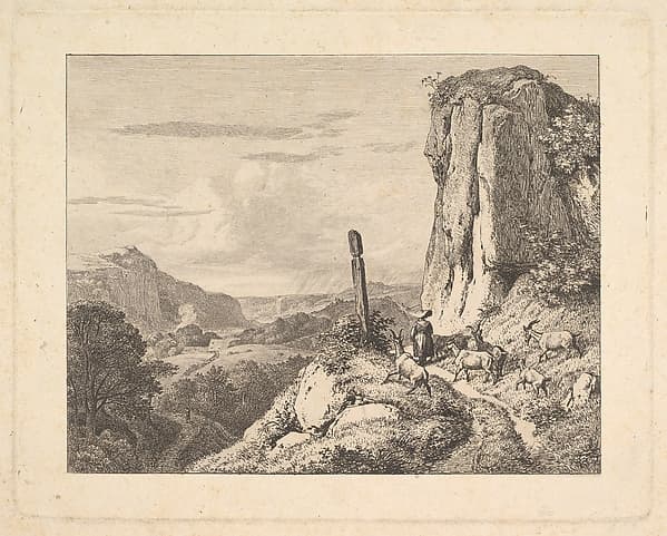 Young Woman with Six Goats