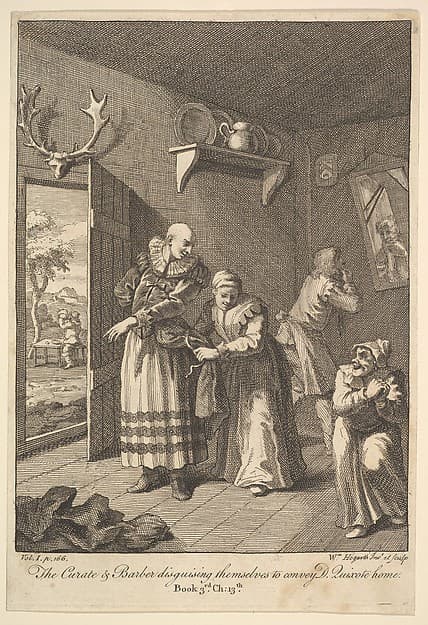 The Curate and the Barber Disguising Themselves to convey Don Quixote Home (Six Illustrations for Don Quixote)