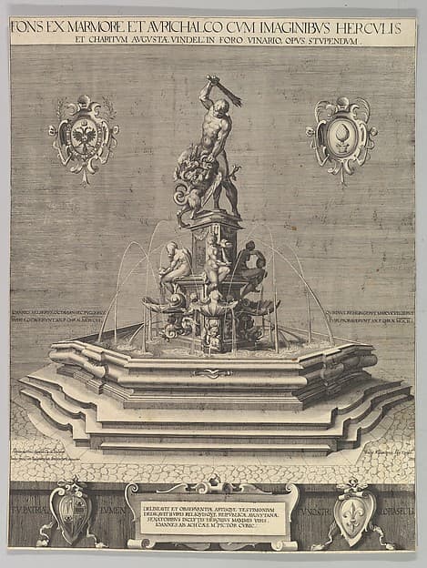 The Fountain of Hercules in Augsburg, a reduced copy afer Muller's engraving