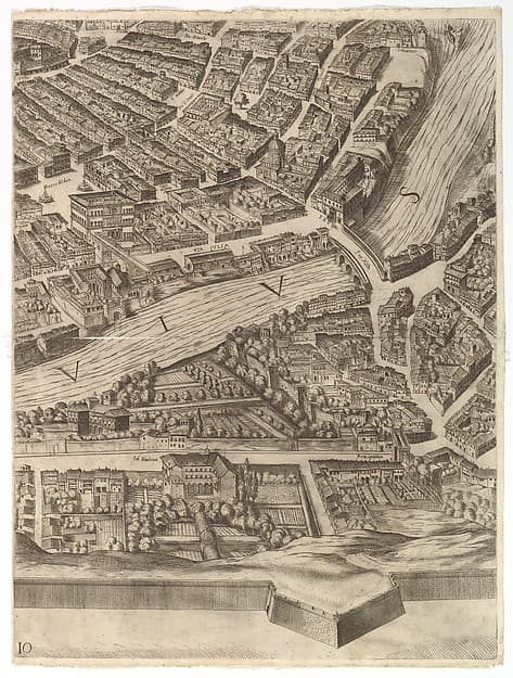 Plan of the City of Rome. Part 10 with the Tiber and the Villa Farnesina