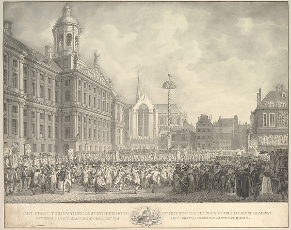 Popular Celebrations in Dam Square, Amsterdam, on 4 March 1795, marking the erection of the Liberty Tree and the success of the Batavian Revolution