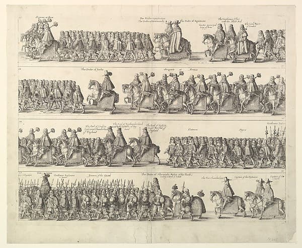 Coronation Procession of Charles II Through (from John Ogilby's "The Entertainment of...Charles II," London, 1662)