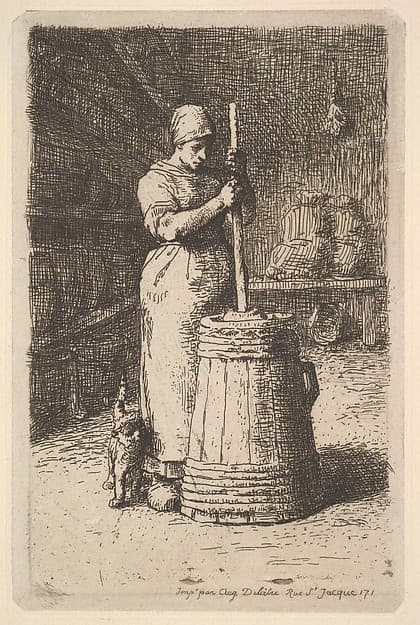 Woman Churning Butter