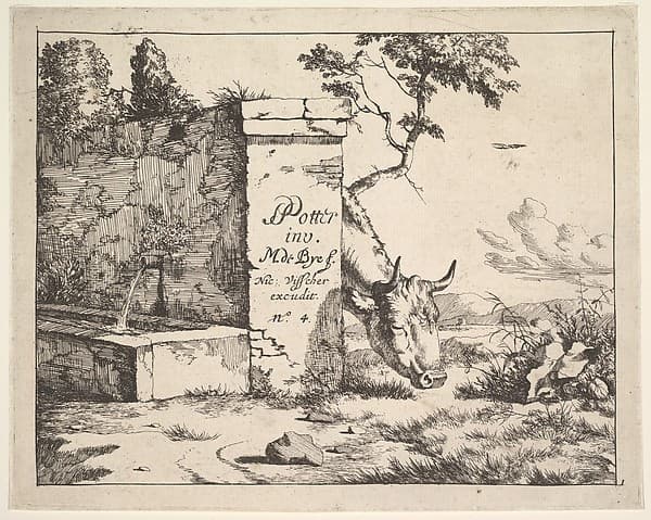 Title page for "Diverses vaches et boeufs" after Paulus Potter