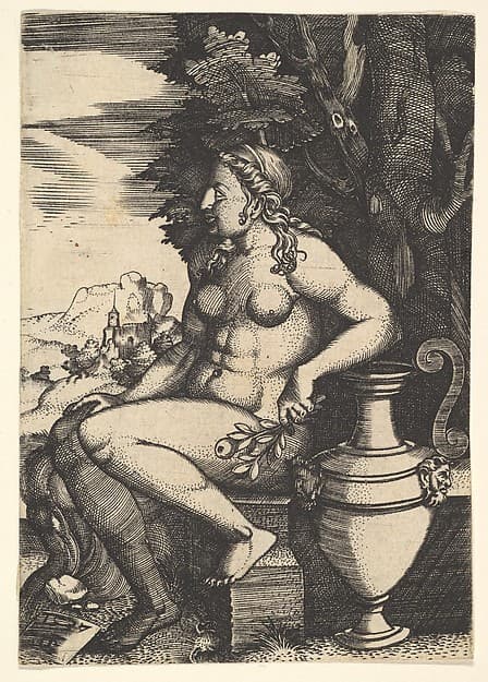 Seated nude next to a vase
