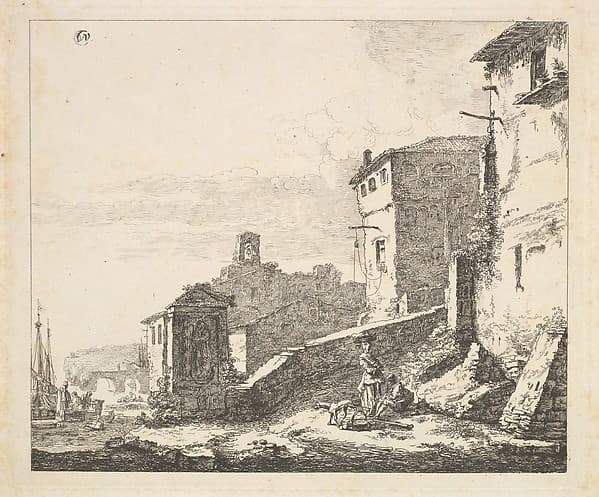 Village Scene with Woman Standing Beside a Seated Man (copy)