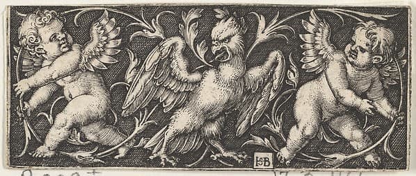 Horizontal Panel with an Eagle Flanked by Two Genii