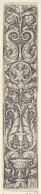 Vertical Panel with a Candelabrum Containing a Medallion with a Centaur and a Pair of Dolphins