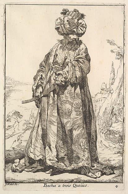 Pasha grasping a sword at his hip with both hands, from "Caravan of the Sultan to Mecca" (Caravane du Sultan à la Mecque)