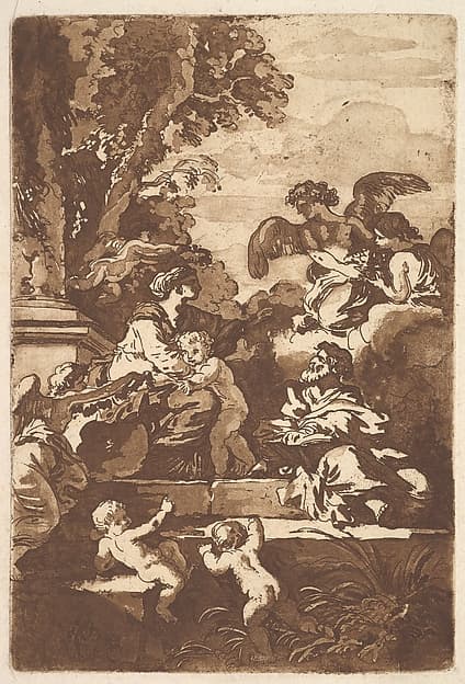 The Holy Family with Angels, in an album containing Recueil de Compositions par Lagrenée Le Jeune (Collection of Compositions by Lagrenée the Younger)
