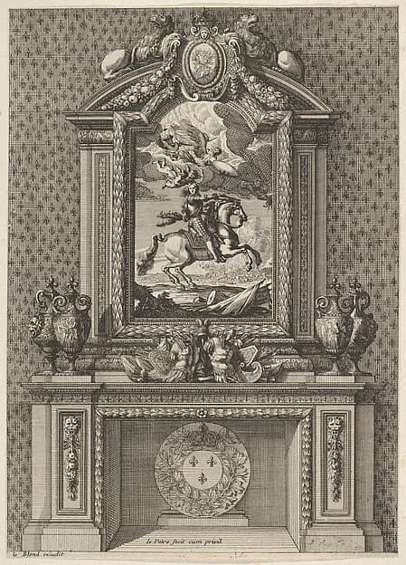 Chimney with a Painting of Louis XIV over the Mantle, from 'Grandes Cheminée'